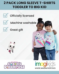 Gabby's Dollhouse Little Girls Dreamworks Gabbys MerCat Cakey Cat Kitty Fairy Pandy Paws 2 Pack T-Shirts