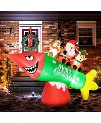 Homcom 9' Inflatable Christmas Rocket with Santa Claus, Led Yard Display