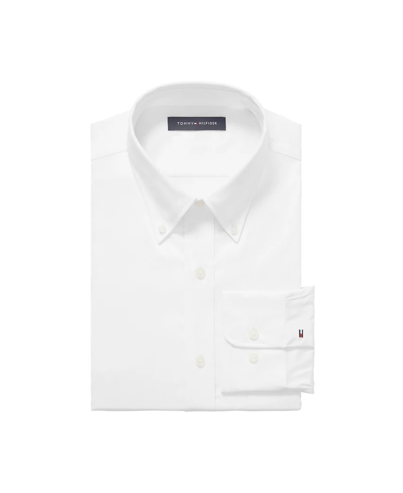 Tommy Hilfiger Men's Th Flex Regular Fit Wrinkle Resistant Stretch Twill Dress Shirt