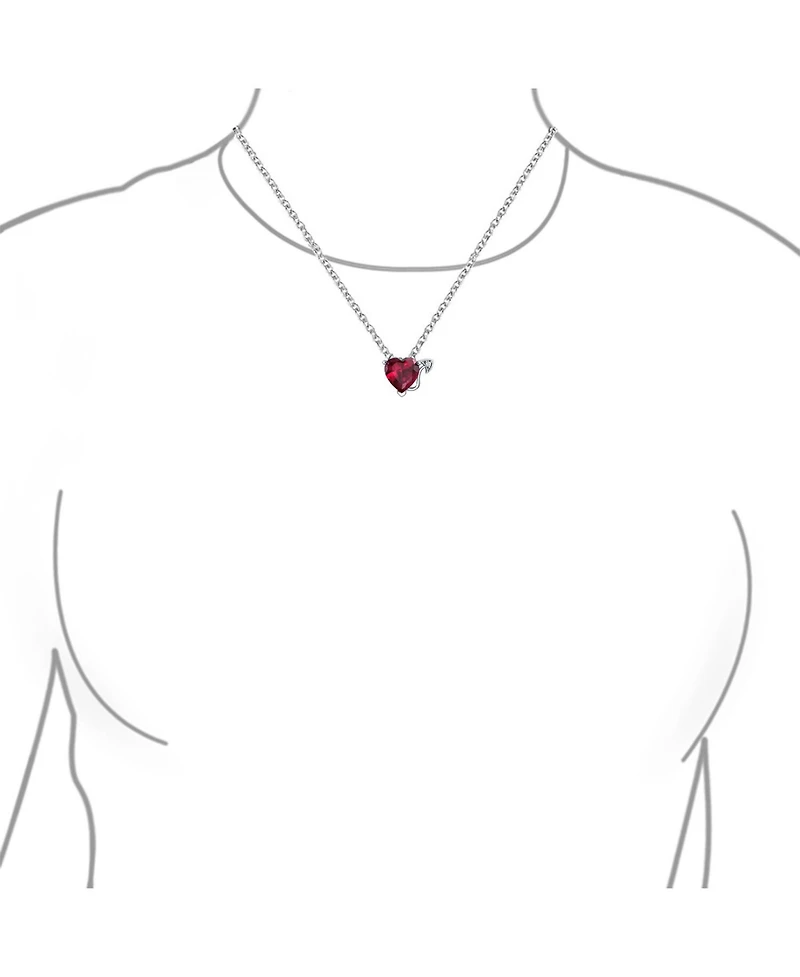 Bling Jewelry Promise Valentine Cubic Zirconia Red Cz Devil Heart Pendant Necklace Sterling Silver