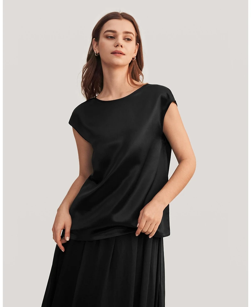 Lilysilk Women's Basic Cap Sleeves Silk Tee