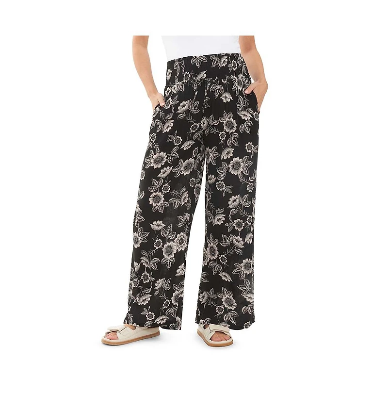 Ripe Maternity Maternity Ripe Trina Shirred Wide Leg Pants Black/Natural
