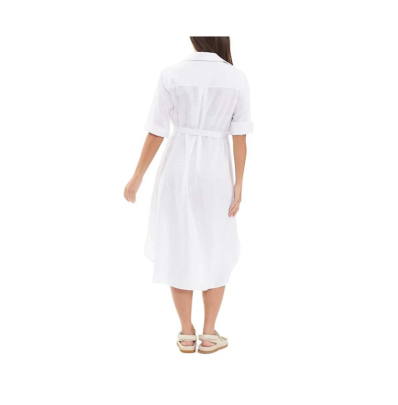 Ripe Maternity Molly Linen Button Through Shirt Dress White