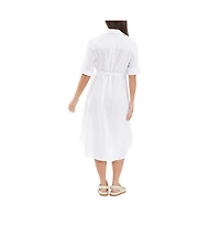 Ripe Maternity Molly Linen Button Through Shirt Dress White