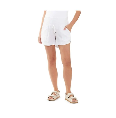 Ripe Maternity Indi Shirred Linen Short White