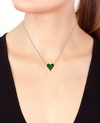 Effy Emerald (3/8 ct. t.w.) Heart 18" Pendant Necklace in 14k Gold