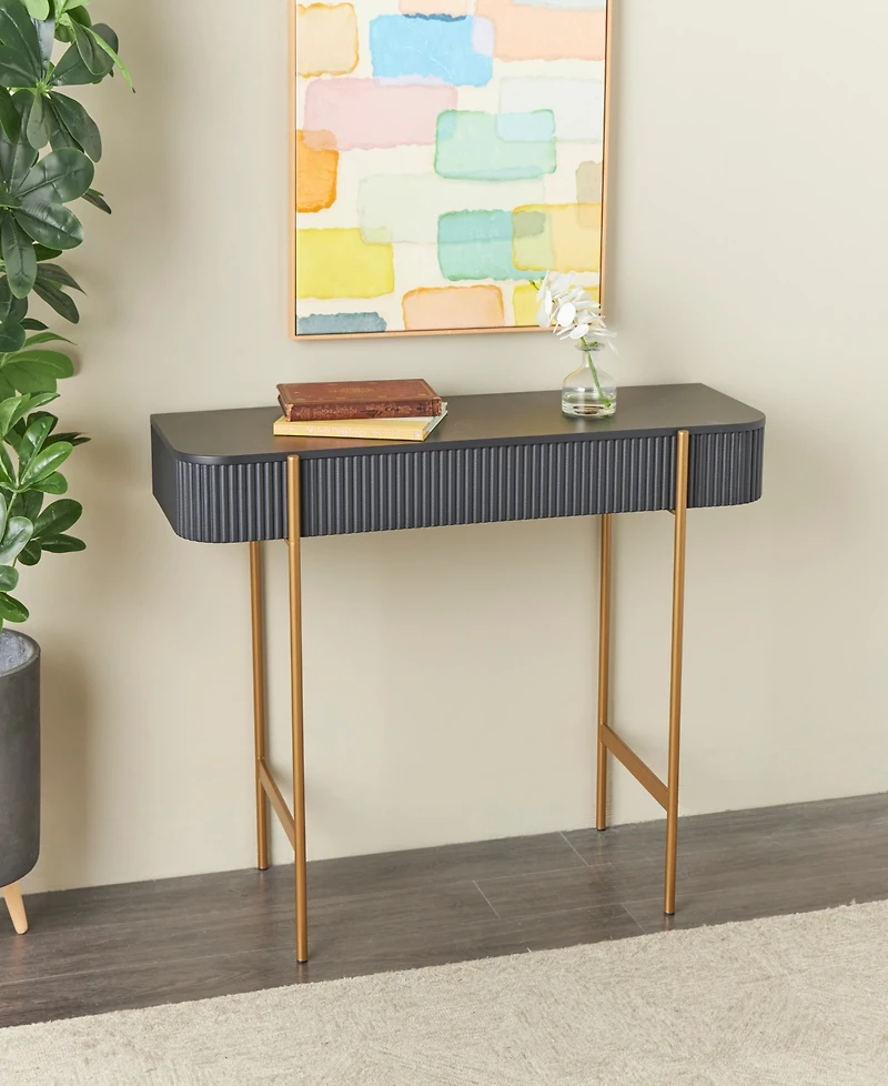 Rosemary Lane 42" x 16" x 30" Wooden Gold-Tone Metal Legs Console Table