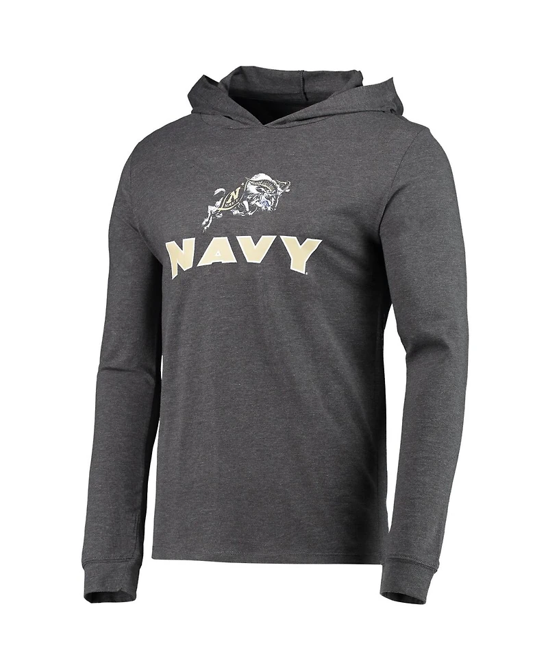 Men's Concepts Sport Navy, Heather Charcoal Navy Midshipmen Meter Long Sleeve Hoodie T-shirt and Jogger Pajama Set