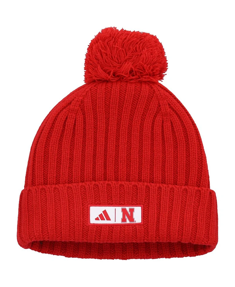 Men's adidas Scarlet Nebraska Huskers Modern Ribbed Cuffed Knit Hat with Pom
