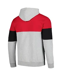 Men's Fanatics Red Chicago Bulls Contrast Pieced Pullover Hoodie