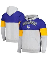 Men's Fanatics Royal Golden State Warriors Contrast Pieced Pullover Hoodie