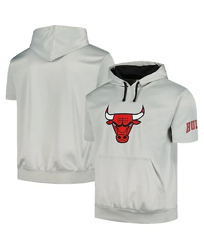 Men's Fanatics Silver, Black Chicago Bulls Short Sleeve Pullover Hoodie