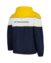 Men's G-iii Sports by Carl Banks Navy West Virginia Mountaineers Center Line Half-Zip Raglan Hoodie Jacket