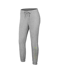 Women's Wear by Erin Andrews Heather Gray Los Angeles Chargers Knit Long Sleeve Tri-Blend T-shirt and Pants Sleep Set