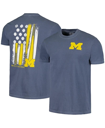 Men's Navy Michigan Wolverines Baseball Flag Comfort Colors T-shirt