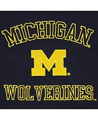 Women's Hype And Vice Navy Michigan Wolverines Colorblock Rookie Crew Pullover Sweatshirt