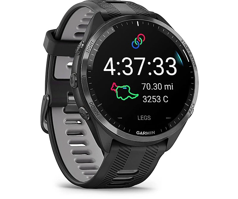 Garmin Garming Titanium Bezel Running Watch With Silicone Carbon Gray Strap Unisex Smartwatch