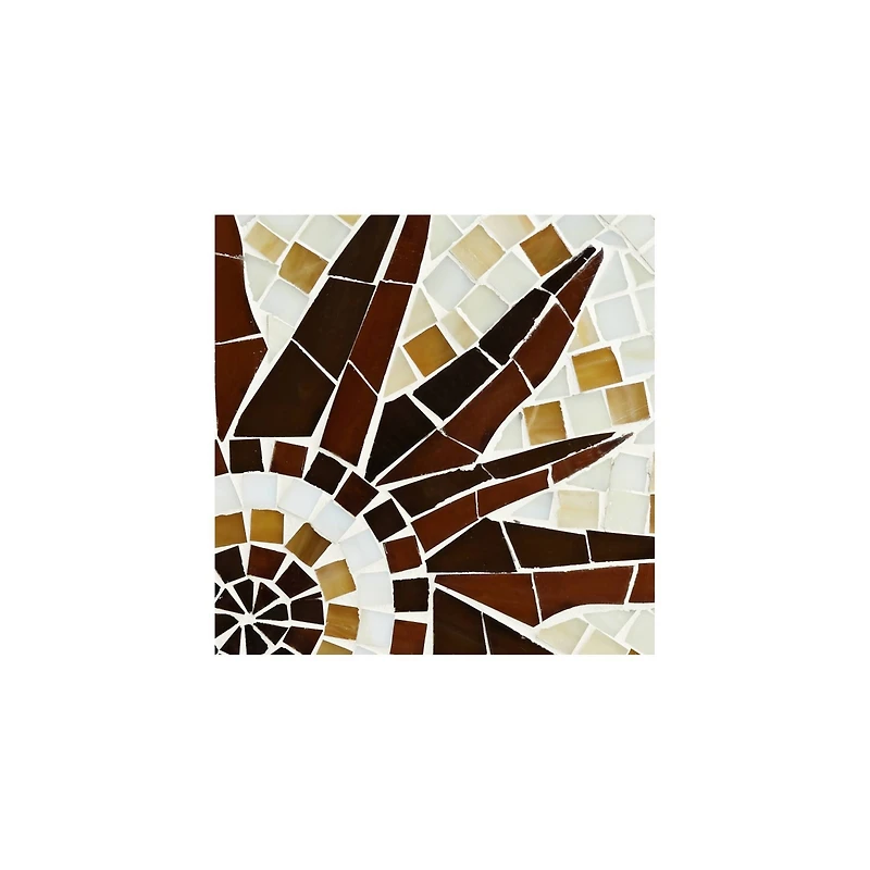 Teal Island Designs Rustic Black Round Outdoor Accent Side Tables 14" Wide Set of 2 Brown Mosaic Tabletop for Front Porch Patio Home House