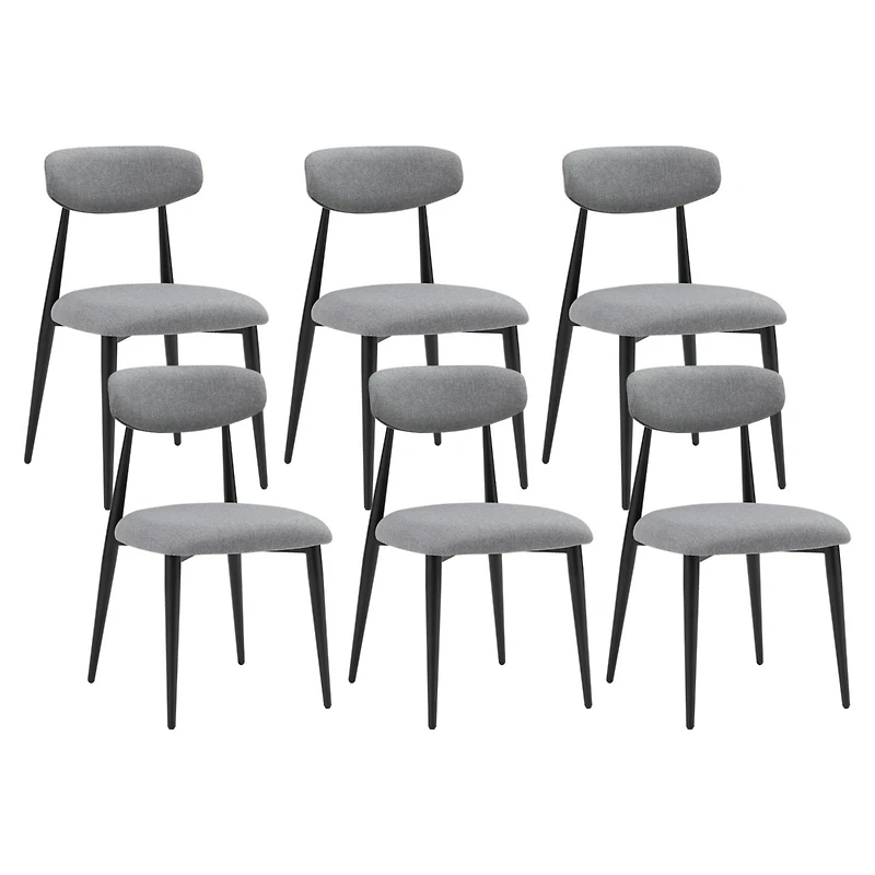 Streamdale Grey Upholstered Dining Chairs (6), Metal Legs