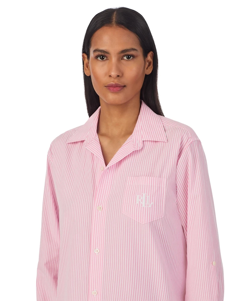 Lauren Ralph Women's Long-Sleeve Roll-Tab His Shirt Sleepshirt