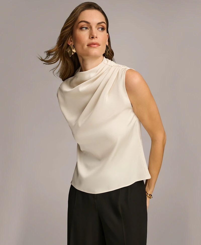 Donna Karan New York Women's Draped High Neck Sleeveless Top, Regular & Petite Sizes