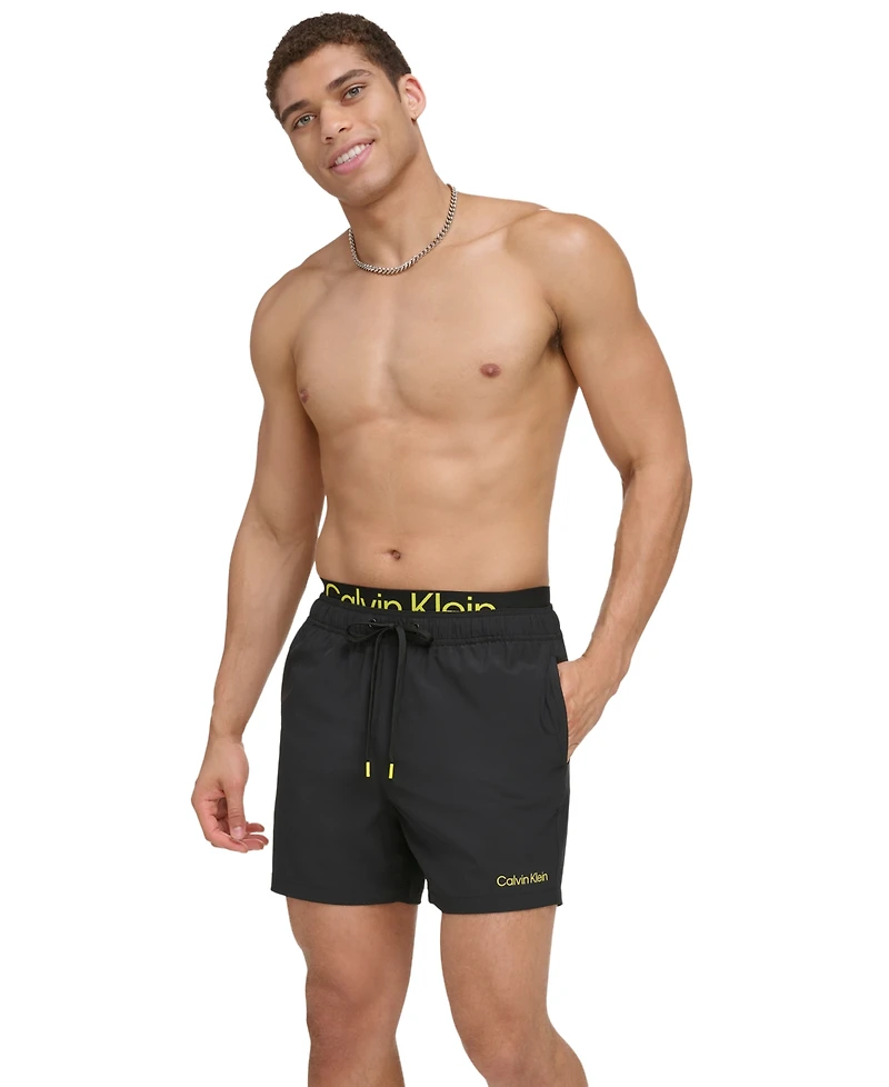 Calvin Klein Men's Logo Elastic Waist Modern Euro 5" Volley Swim Trunks