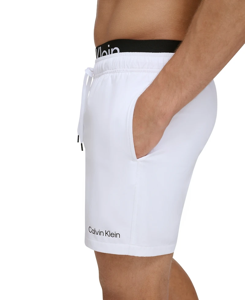 Calvin Klein Men's Logo Elastic Waist Modern Euro 5" Volley Swim Trunks