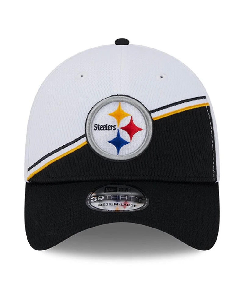 Men's New Era White, Black Pittsburgh Steelers 2023 Sideline 39THIRTY Flex Hat