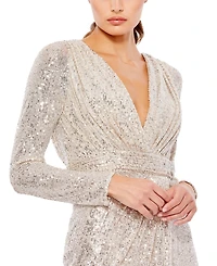 Mac Duggal Women's Ieena Sequined Long Sleeve Gown