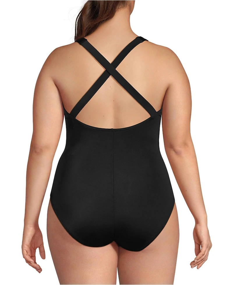 Lands' End Plus Tugless X-Back One Piece Swimsuit