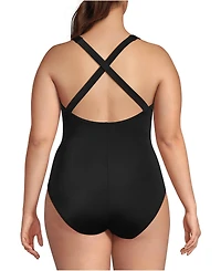 Lands' End Plus Tugless X-Back One Piece Swimsuit