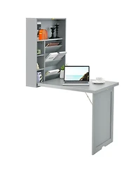 Wall-Mounted Fold-Out Convertible Floating Desk Space Saver