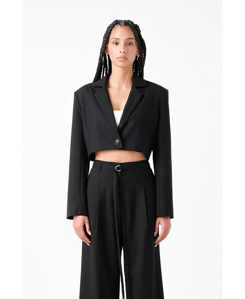 Grey Lab Women's Oversized Cropped Blazer