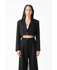 Grey Lab Women's Oversized Cropped Blazer