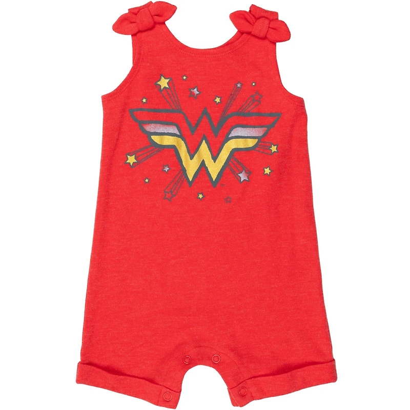 Justice League Toddler Girls Wonder Woman Snap Romper and Headband Newborn to