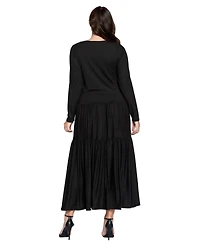 L I V D Plus Tiered Maxi Dress with Long Sleeves