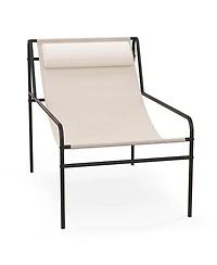 1PC Patio Sling Lounge Chair with Removable Headrest Pillow Breathable Seat