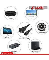 5 Core Extra Long 6ft(1.8m) 2 Prong Non-Polarized Ac Wall Power Cable 2 Piece/ 2 Slot Cord for Hp, Dell, Sony, Asus Acer, Laptop Charger, Led, Lcd Mon
