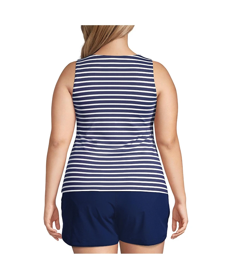 Lands' End Women's Plus Ddd-Cup High Neck Upf 50 Modest Tankini Swimsuit Top