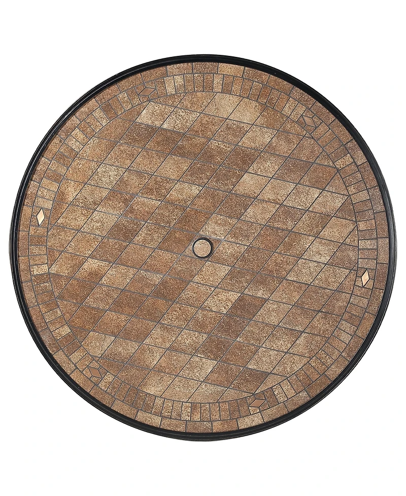 Mondawe 48" Round Aluminum Outdoor Patio Dining Table with Umbrella Hole, Brown