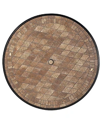 Mondawe 48" Round Aluminum Outdoor Patio Dining Table with Umbrella Hole, Brown