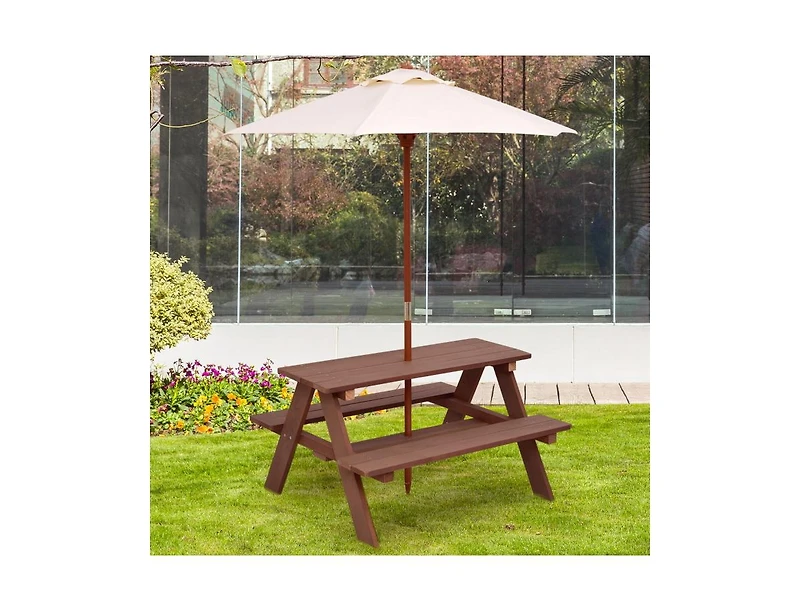 Slickblue Outdoor 4-Seat Kid's Picnic Table Bench with Umbrella