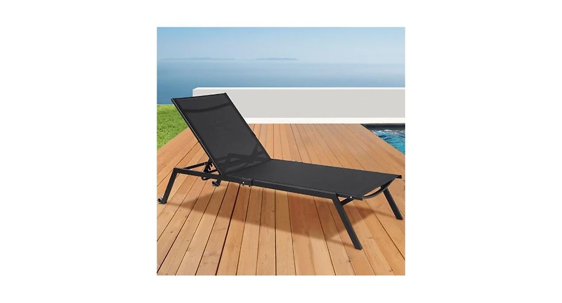 Outdoor Patio Height Adjustable Sling Armless Lounge Chaise