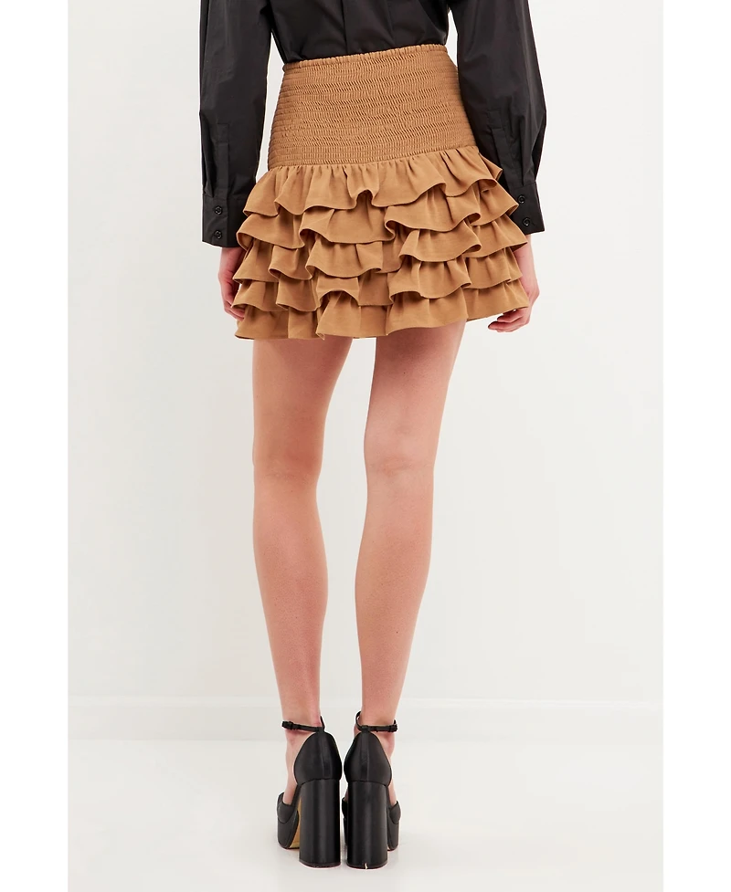 endless rose Women's Tiered Ruffle Mini Skirt