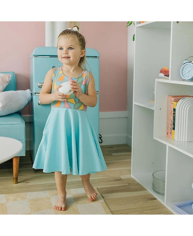 Mightly Toddler Girls Fair Trade Organic Cotton Print Sleeveless Twirl Dress
