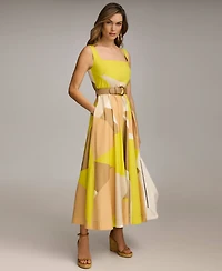 Donna Karan New York Women's Square-Neck Buckled Sleeveless Dress