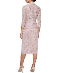 Sl Fashions Petite 2-Pc. Lace Jacket & Midi Dress Set