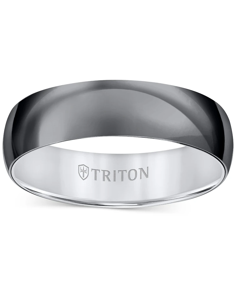 Triton Men's Titan Wedding Band Black & White Titanium