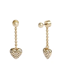 Coach Faux Stone Signature Quilted Heart Front-Back Earrings