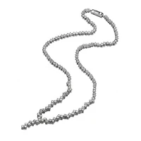 Sterling Silver with White Gold Plated Clear Princess Cubic Zirconia ZigZag Style Necklace